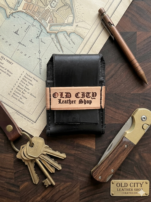 Midnight handstitched minimalist leather wallet