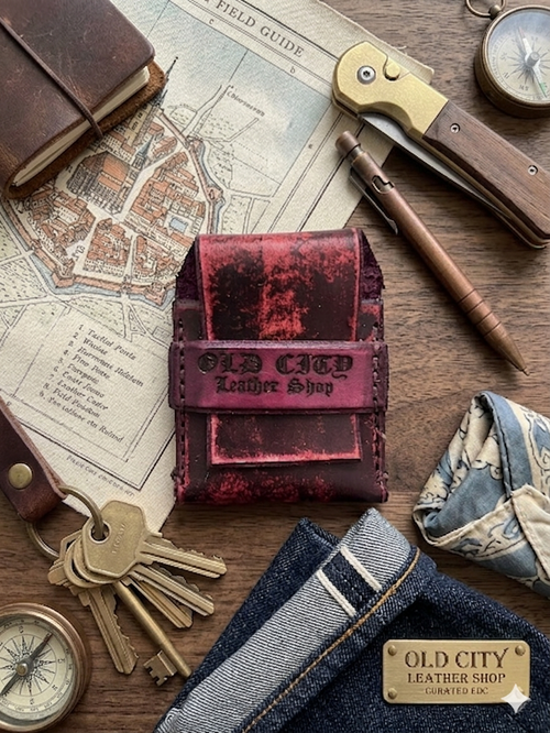 Merlot handstitched minimalist leather wallet