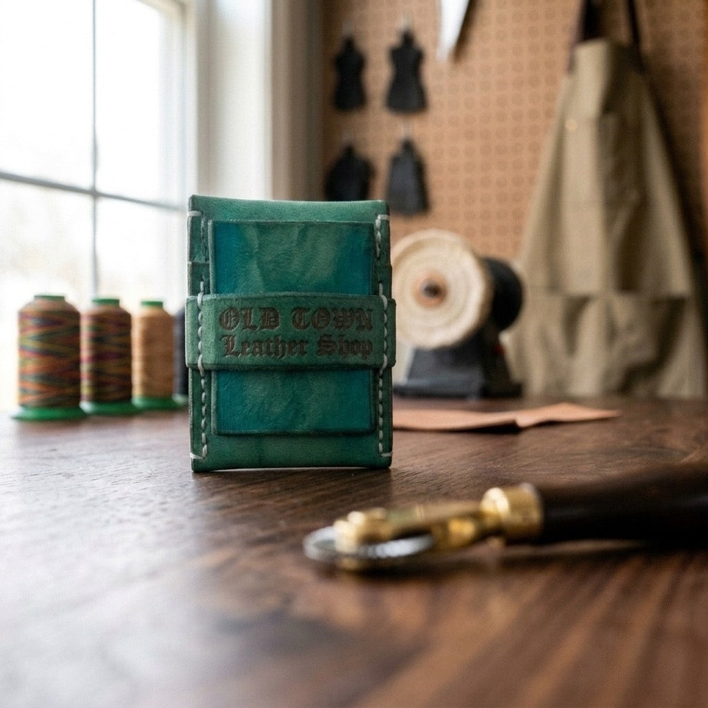 Jade handstitched minimalist leather wallet