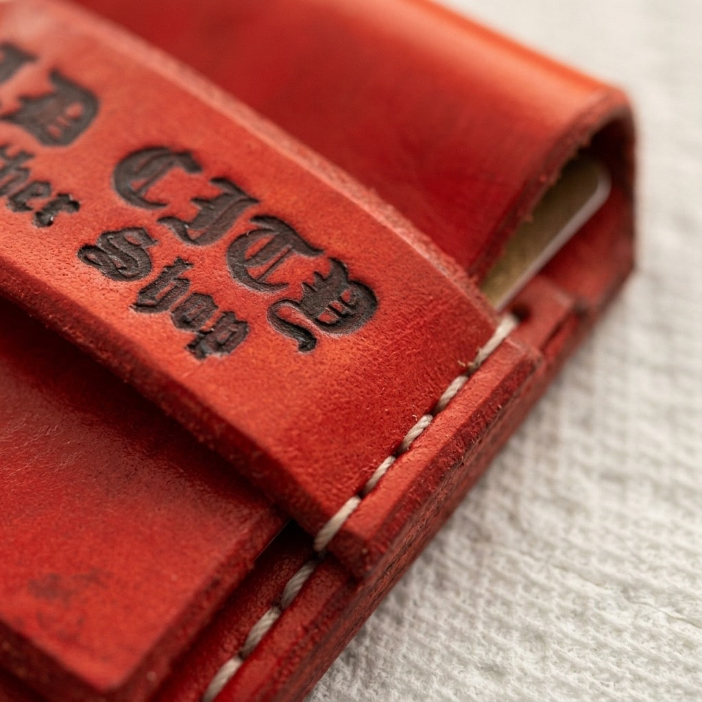 Rockstar red handstitched minimalist leather wallet