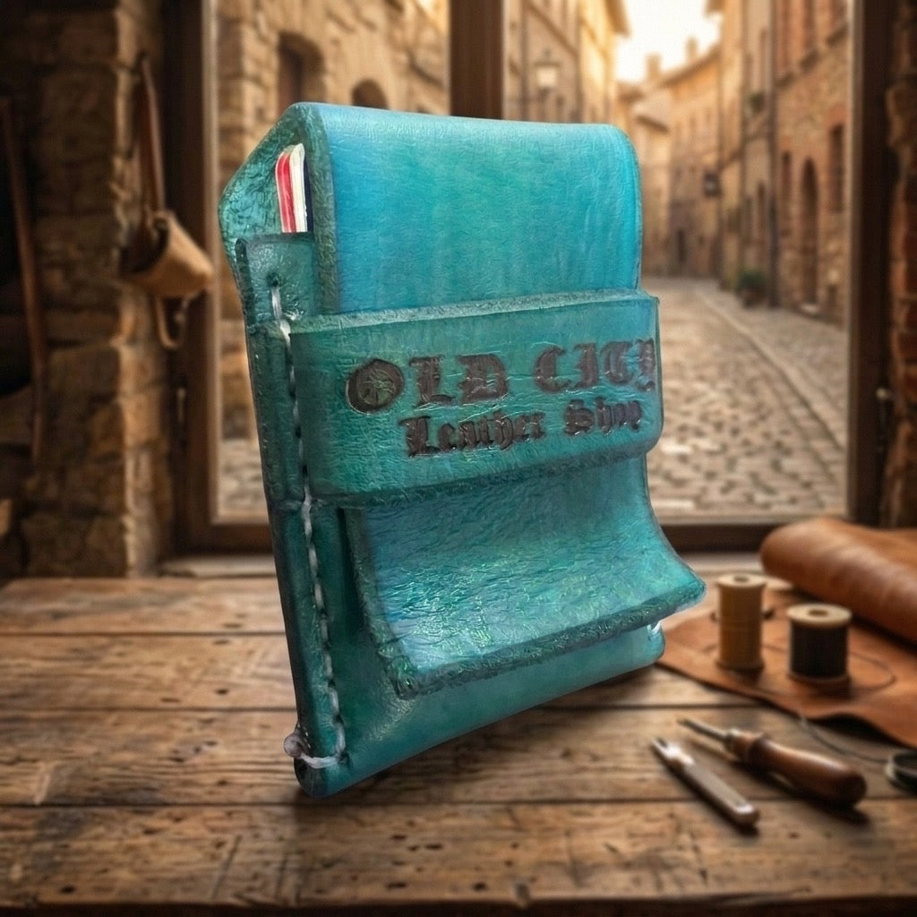 Jade handstitched minimalist leather wallet