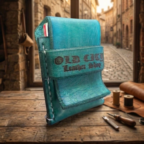 Jade handstitched minimalist leather wallet