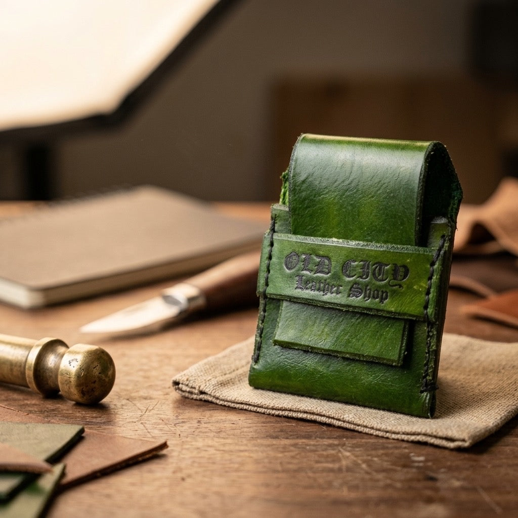Weatgrass handstitched minimalist leather wallet