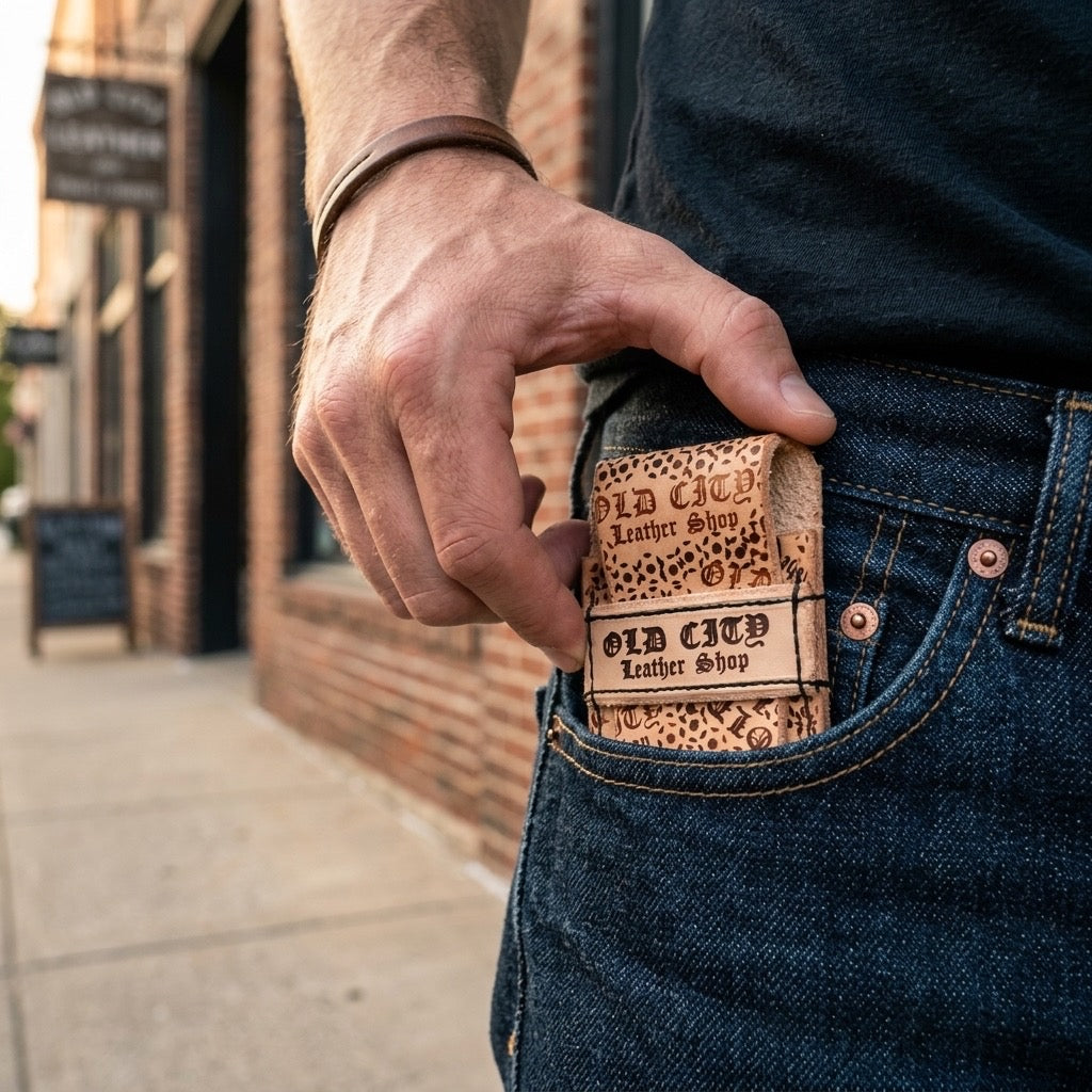 Downtown Circus handstitched minimalist leather wallet