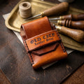 Sunburst handstitched minimalist leather wallet